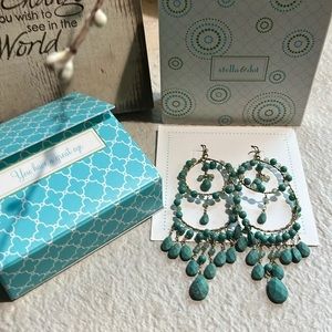 Stella & Dot azure couture turquoise dangly earrings